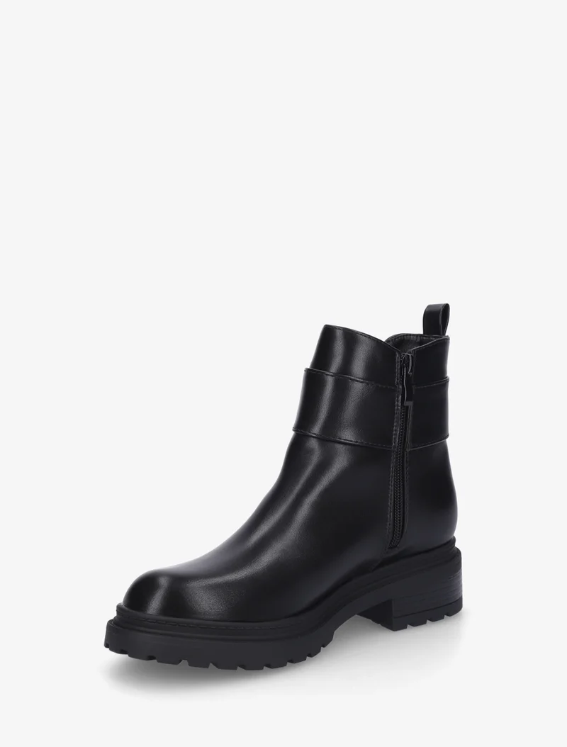 Bottines en simili à cheville élastiquée - Noir
