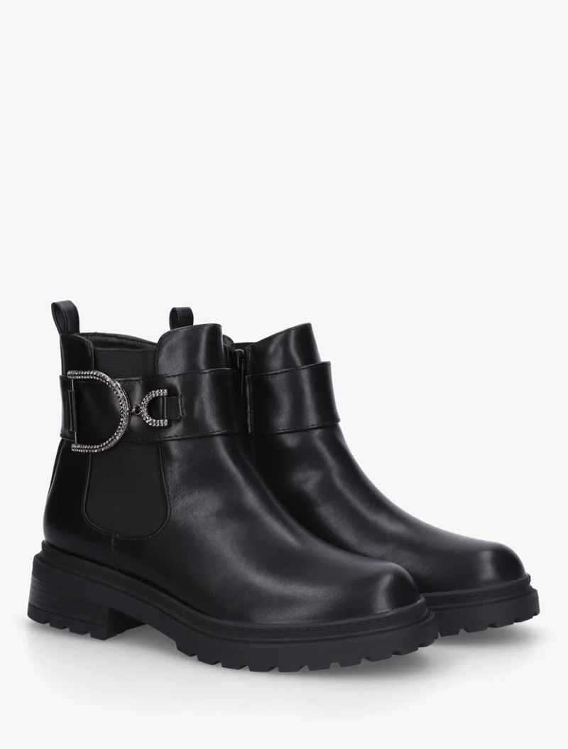 Bottines en simili à cheville élastiquée - Noir