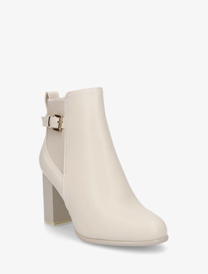 Bottines en simili à empiècement métal au talon - Beige