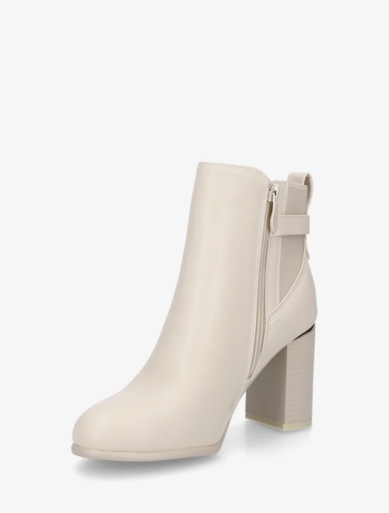 Bottines en simili à empiècement métal au talon - Beige