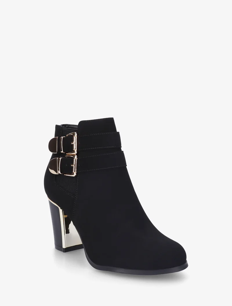 Bottines en suédine à boucles dorées - Noir