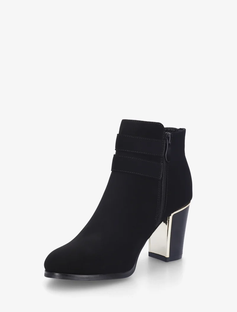 Bottines en suédine à boucles dorées - Noir