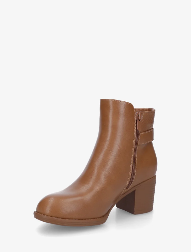 Bottines à boucle et empiècement python - Camel