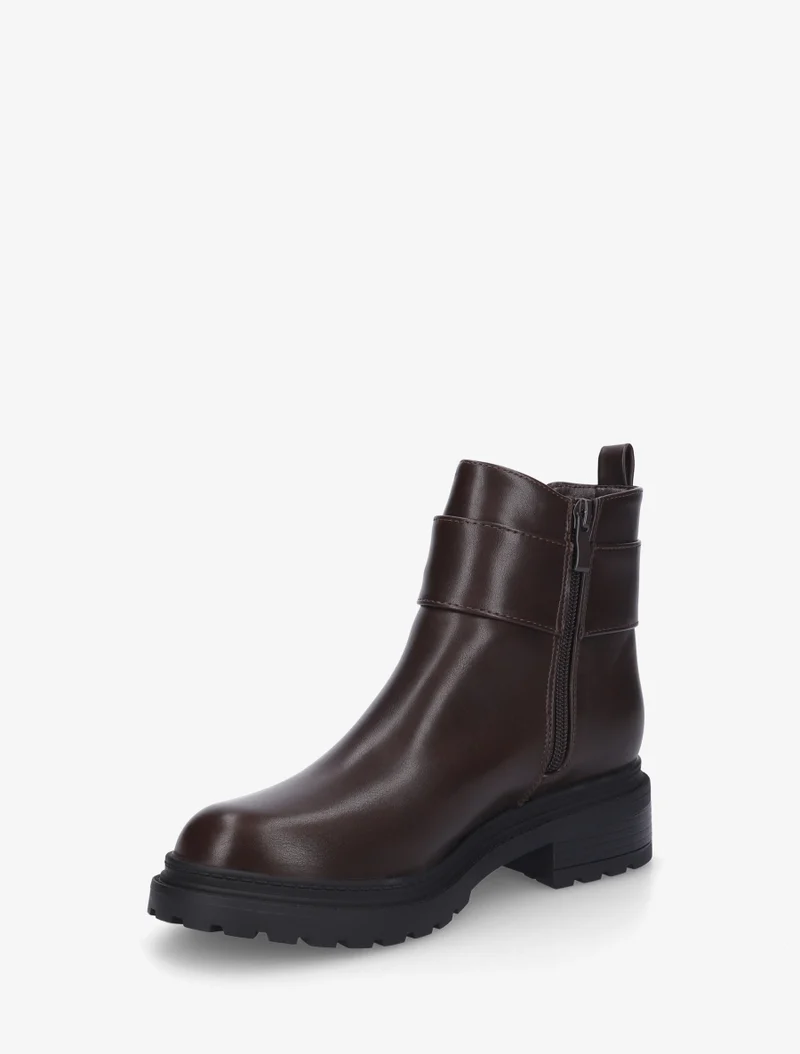 Bottines en simili à cheville élastiquée - Marron