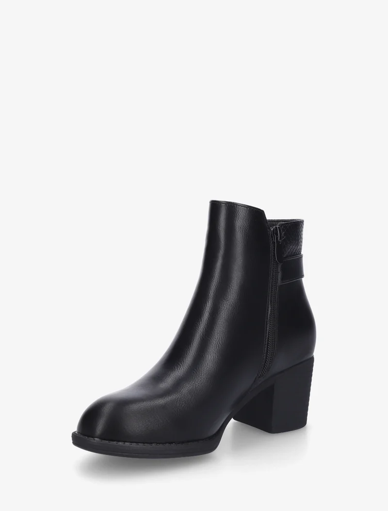 Bottines à boucle et empiècement python - Noir