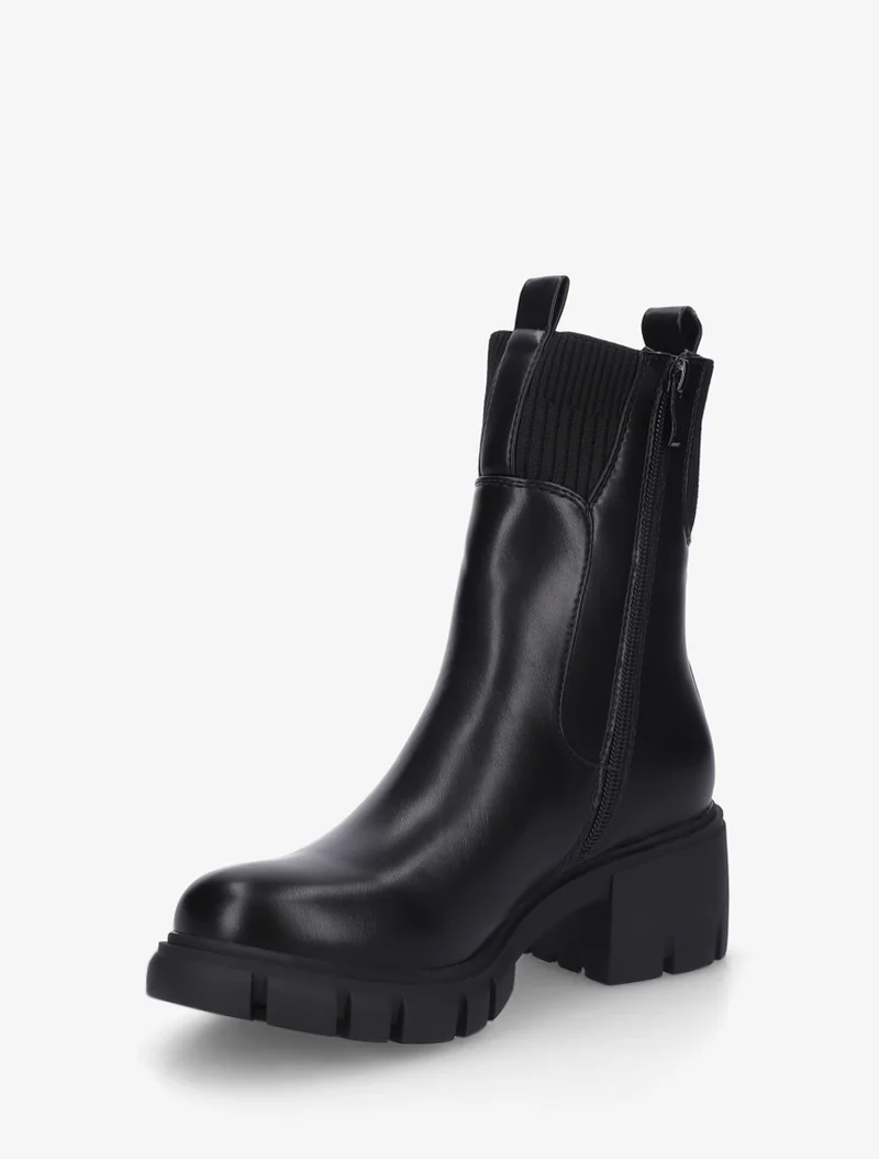 Bottines montantes bi-matière à semelle crantée - Noir