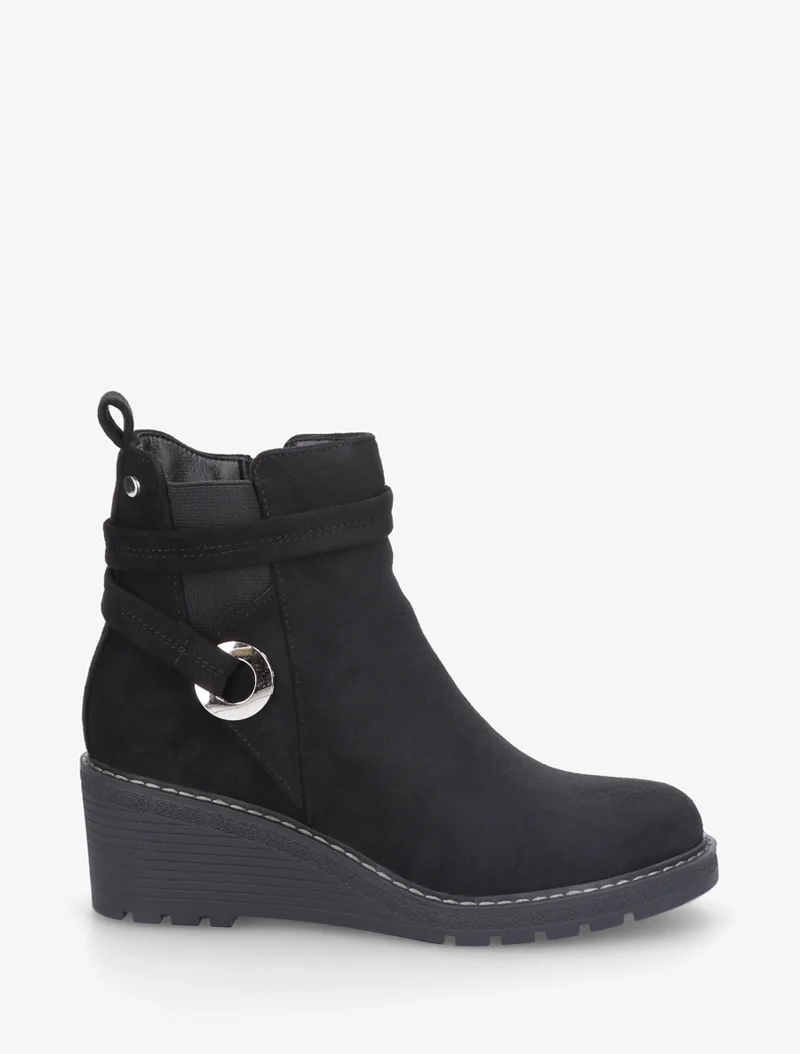 Bottines compensées en suédine - Noir