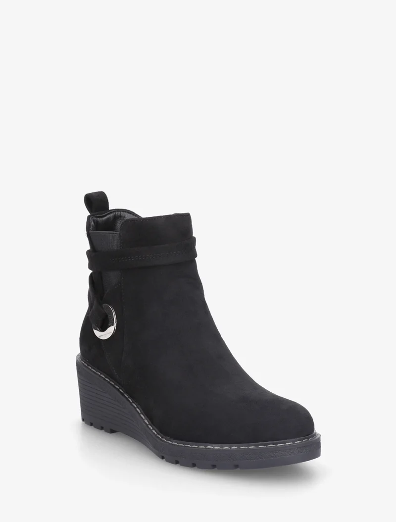 Bottines compensées en suédine - Noir