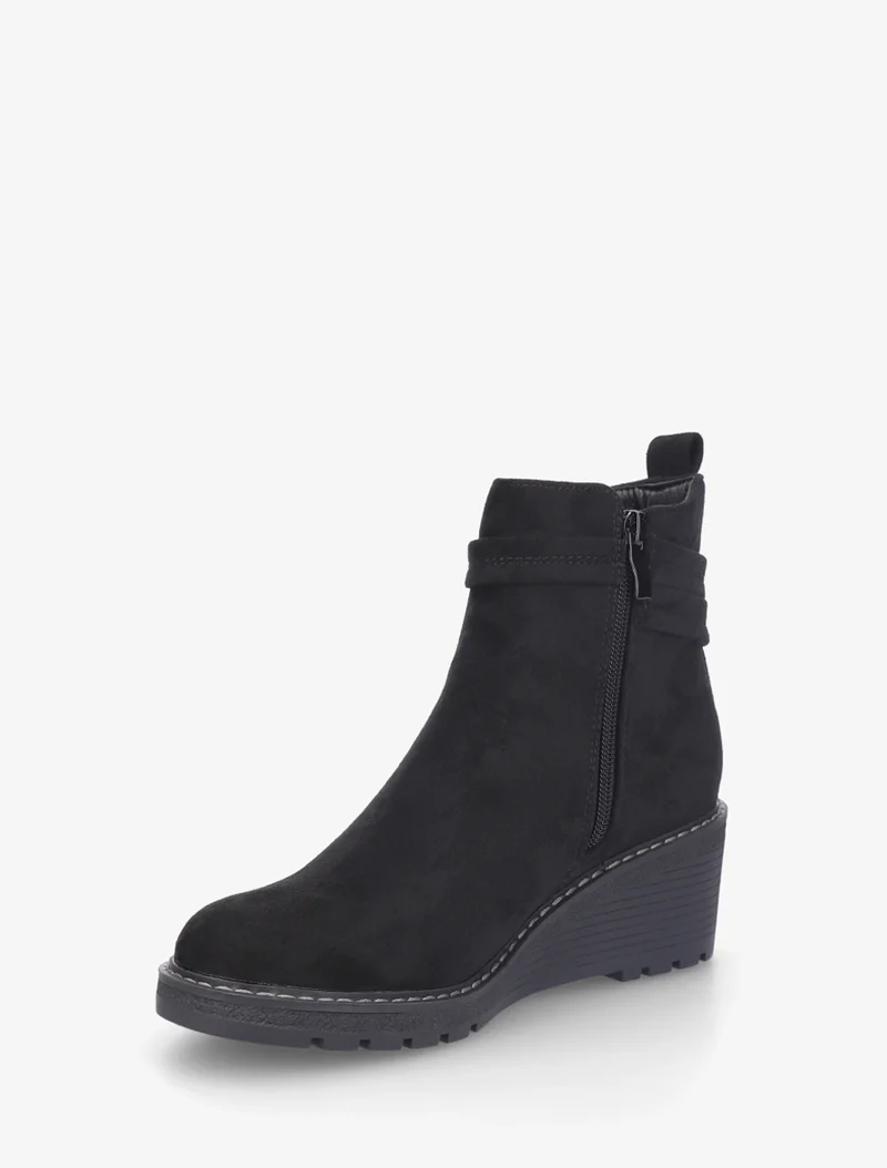 Bottines compensées en suédine - Noir