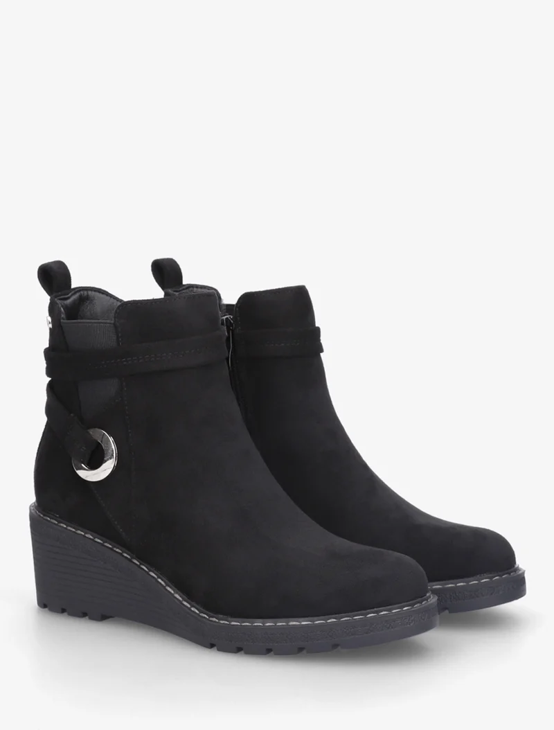 Bottines compensées en suédine - Noir