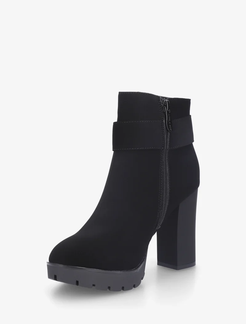 Bottines à empiècement bijou strassé - Noir