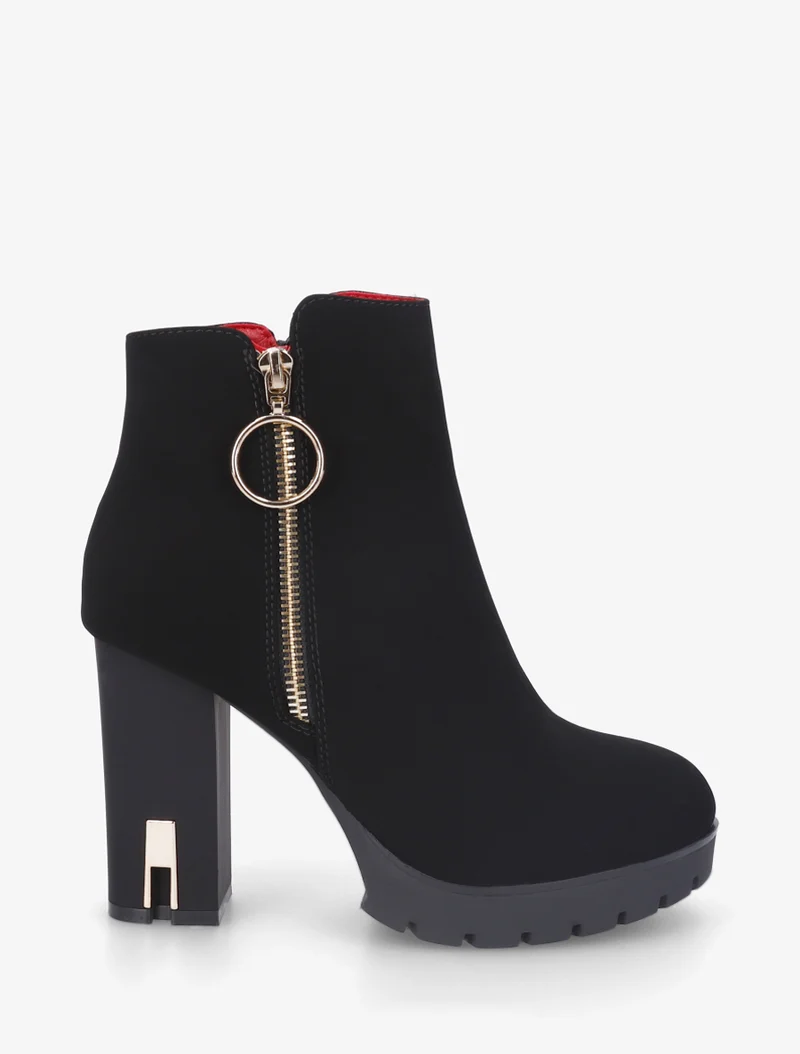 Bottines à talon et zip - Noir
