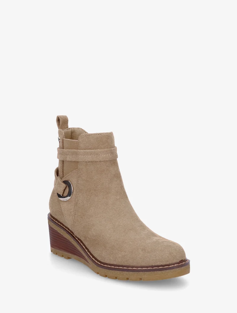 Bottines compensées en suédine - Taupe