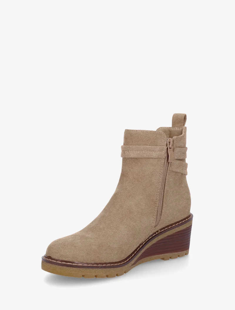 Bottines compensées en suédine - Taupe