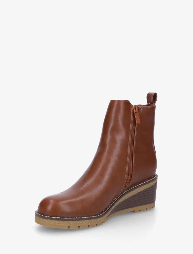 Bottines élastiquées à talon compensé - Camel