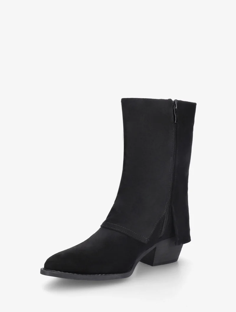 Bottines à revers et franges - Noir