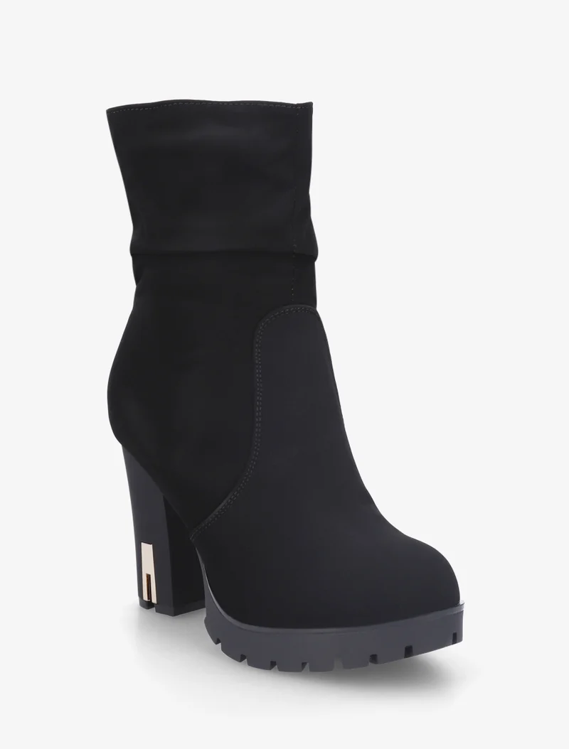 Bottines montantes à talon en suédine - Noir