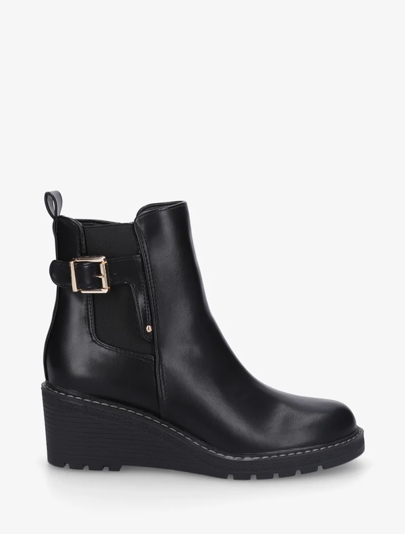 Bottines élastiquées à talon compensé - Noir