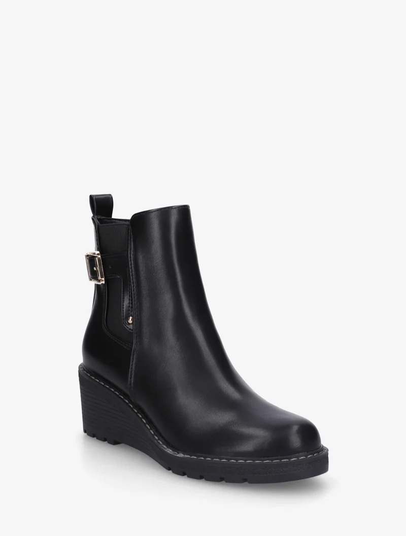 Bottines élastiquées à talon compensé - Noir
