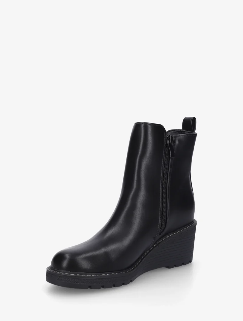 Bottines élastiquées à talon compensé - Noir