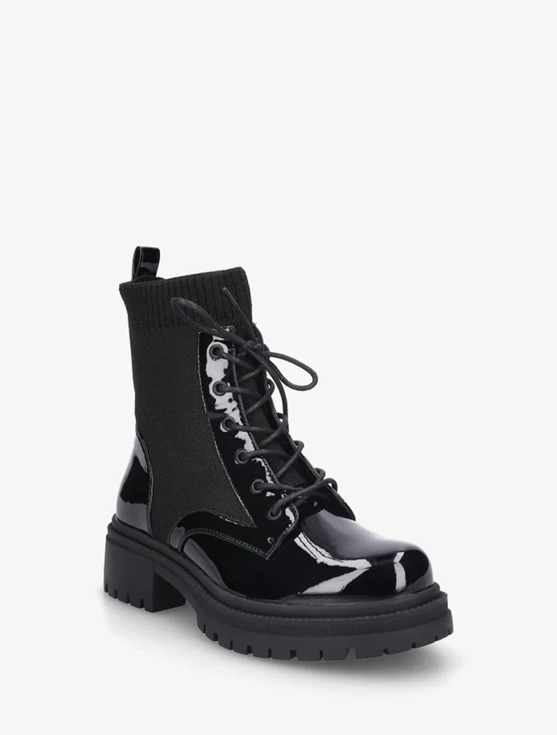 Bottines chaussettes et vernies - Noir