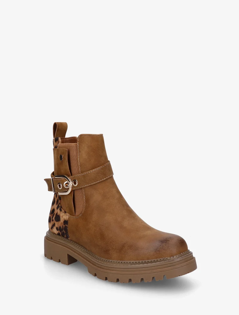 Bottines élastiquées à sangle - Camel