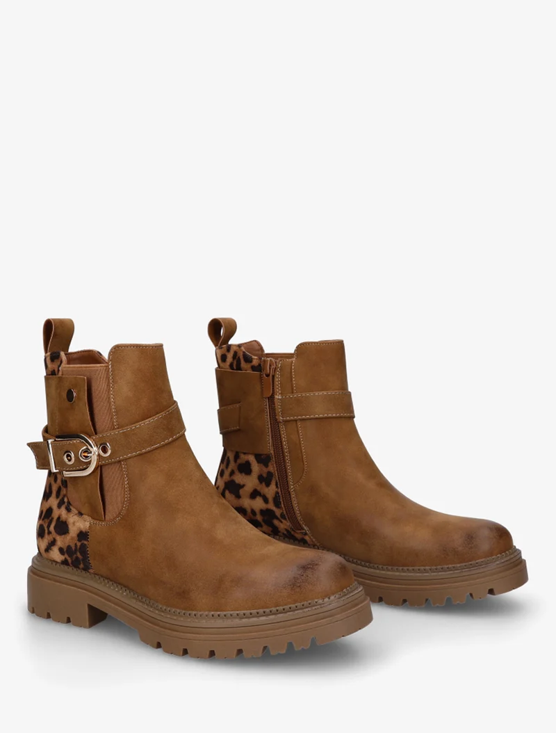 Bottines élastiquées à sangle - Camel
