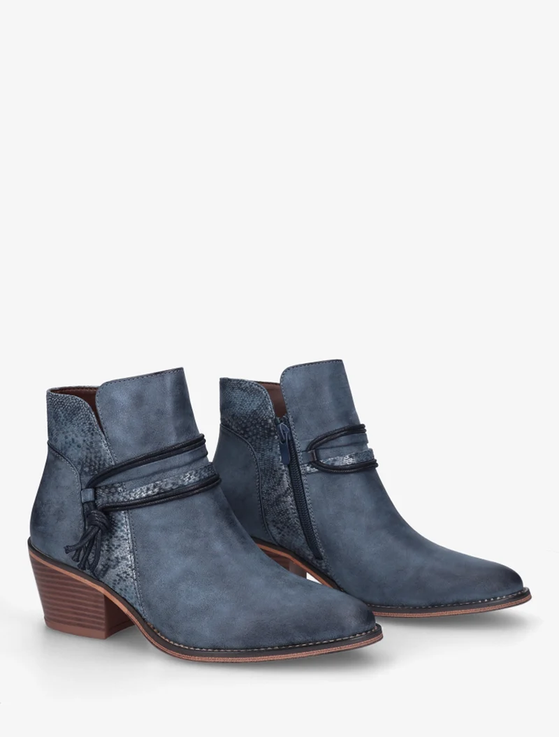 Bottines à talon et imprimé python - Bleu