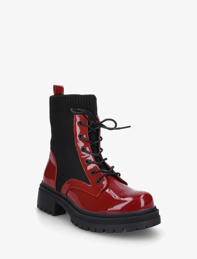 Bottines chaussettes et vernies - Rouge