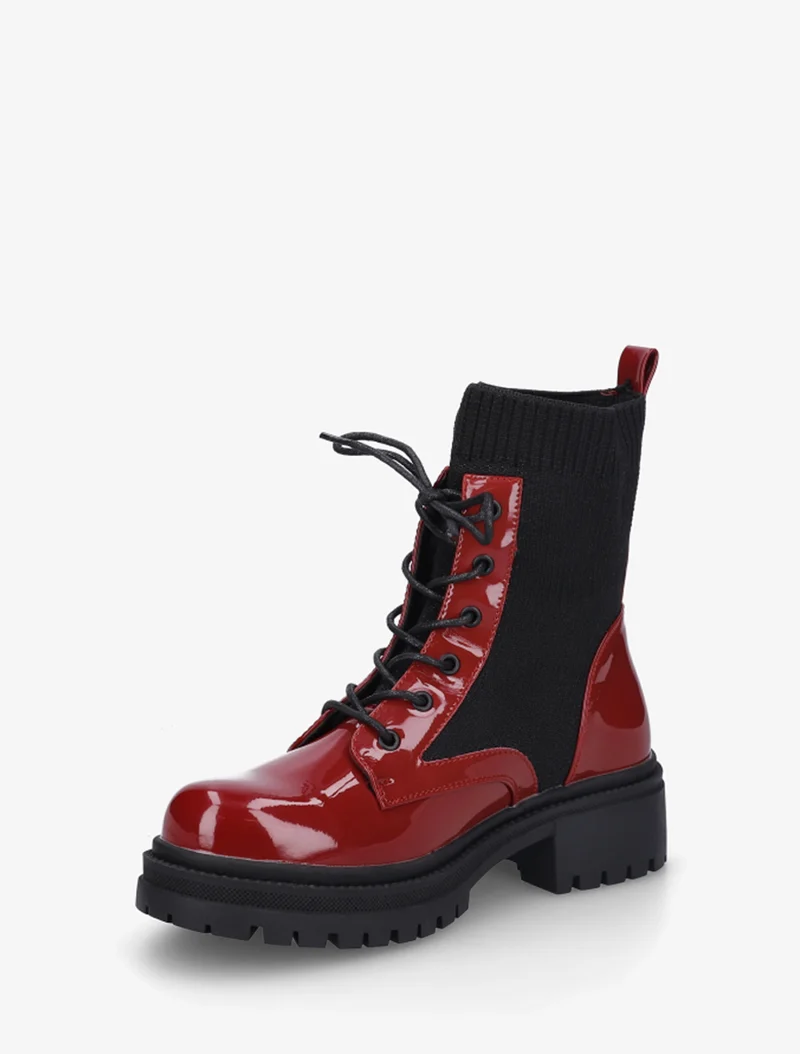 Bottines chaussettes et vernies - Rouge