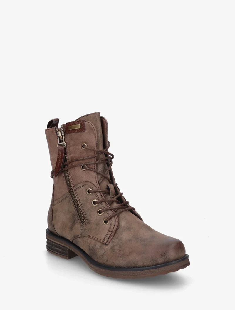 Bottines bi-matière à contrefort imprimé croco - Taupe