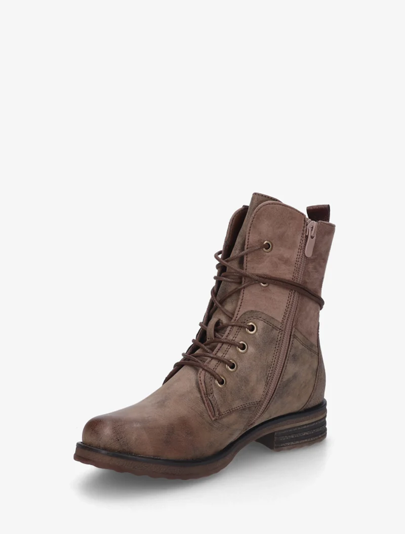 Bottines bi-matière à contrefort imprimé croco - Taupe