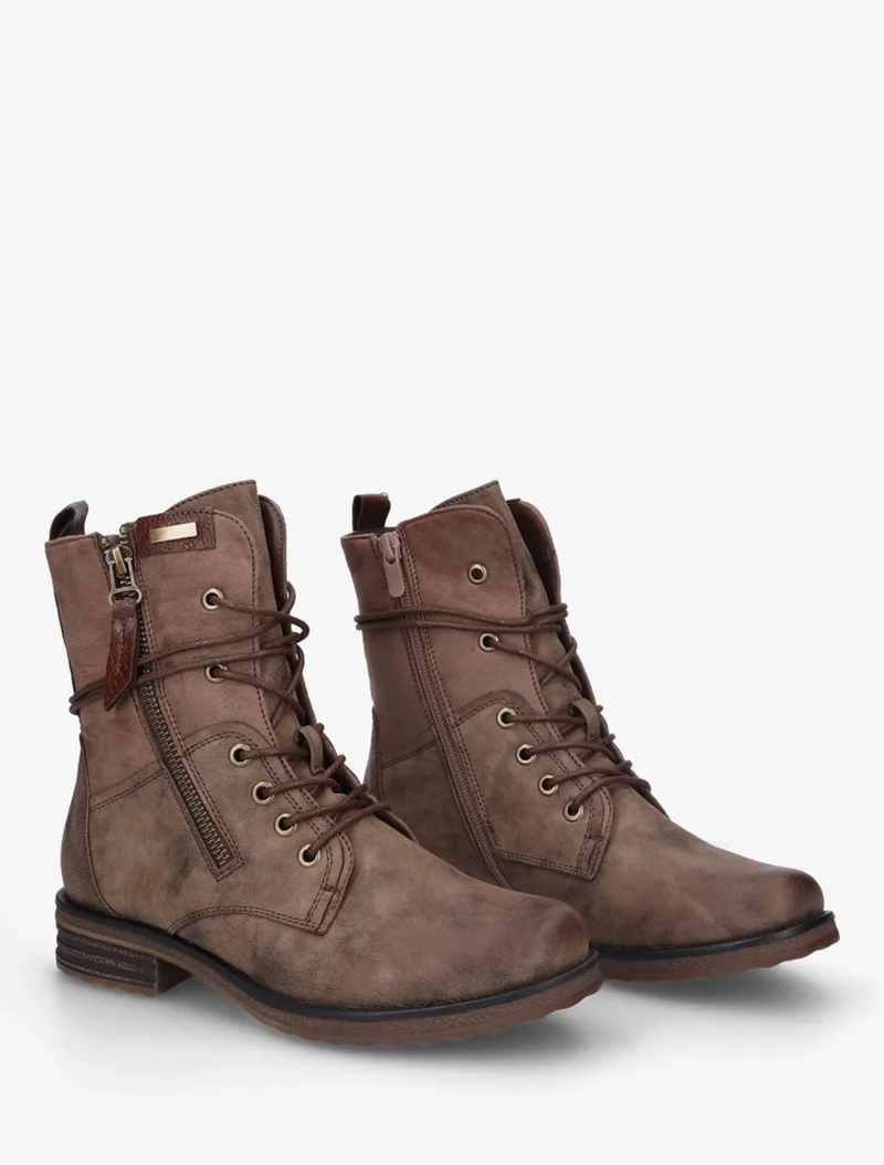 Bottines bi-matière à contrefort imprimé croco - Taupe