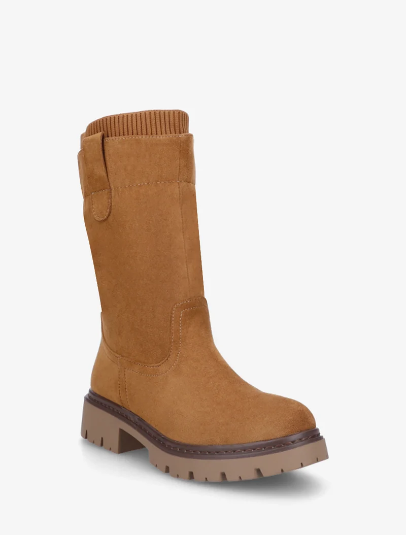 Bottines montantes bi-matière - Camel