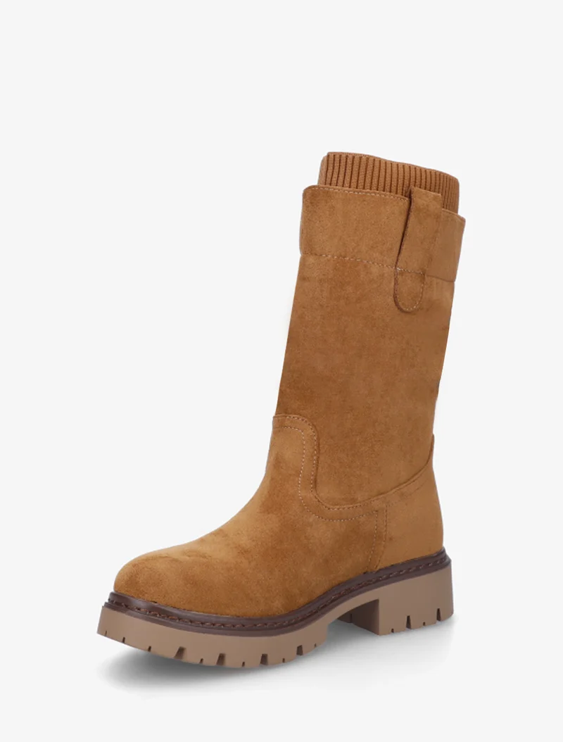 Bottines montantes bi-matière - Camel