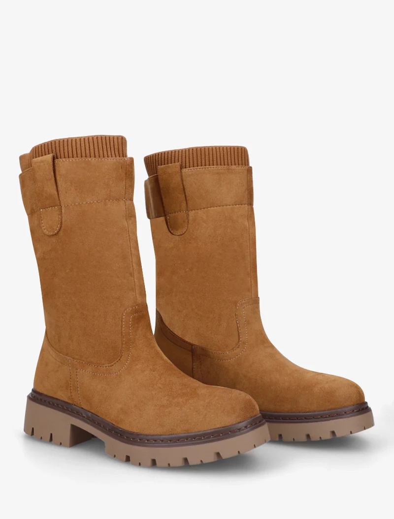 Bottines montantes bi-matière - Camel