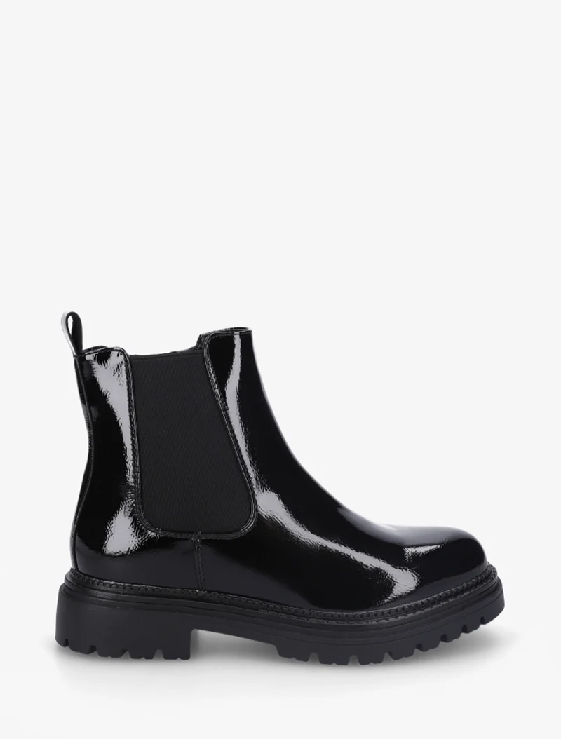 Bottines vernies style chelsea en simili - Noir