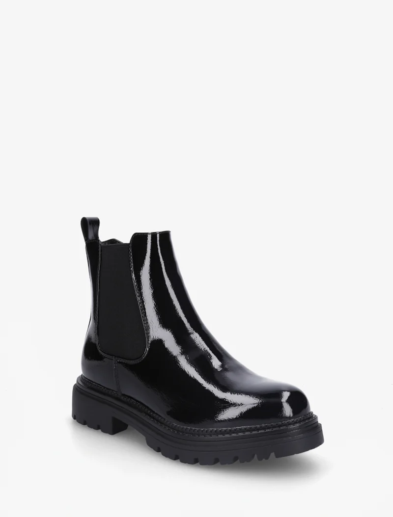 Bottines vernies style chelsea en simili - Noir