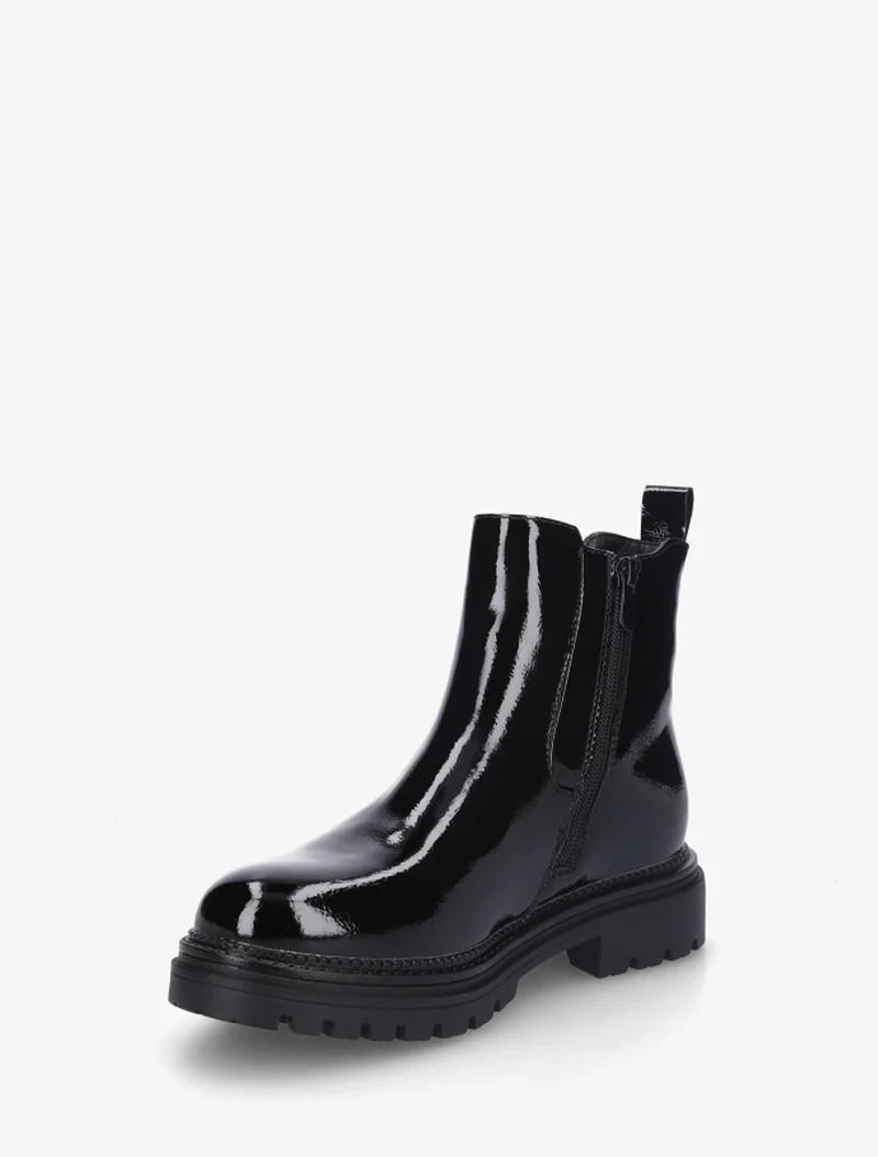 Bottines vernies style chelsea en simili - Noir