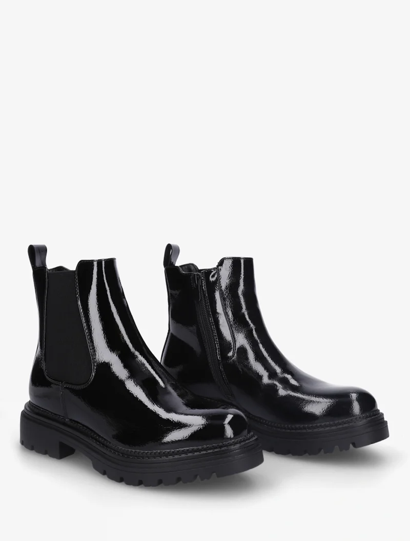 Bottines vernies style chelsea en simili - Noir
