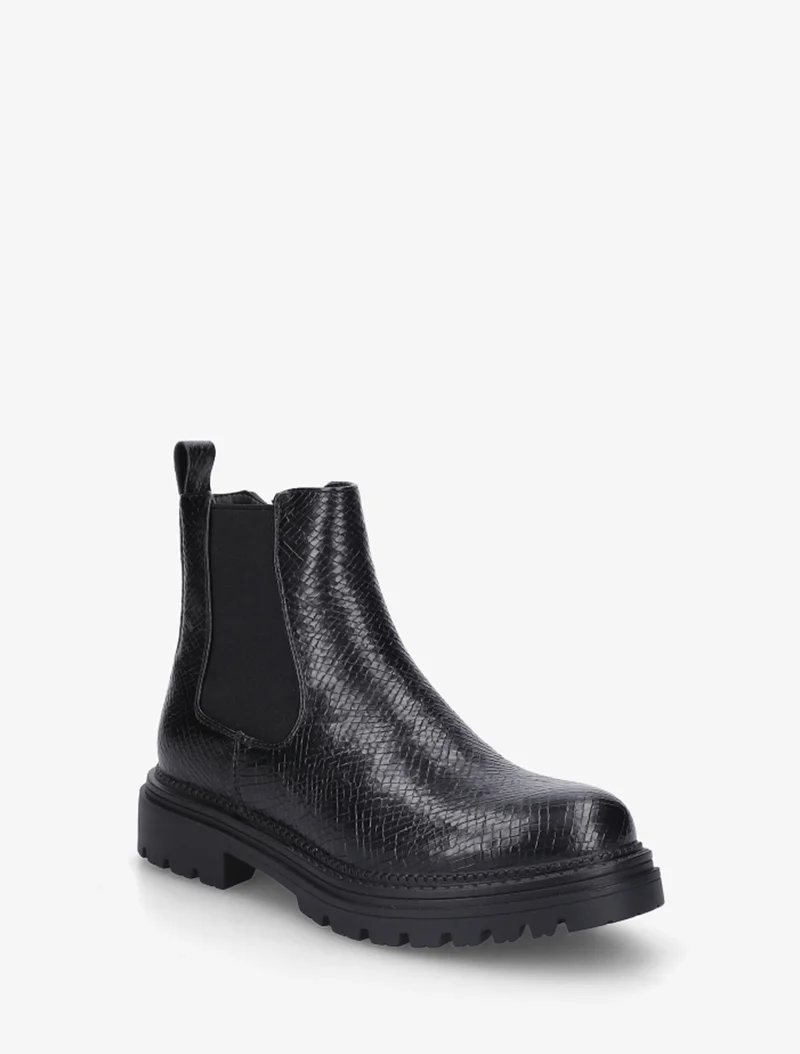 Bottines imprimées style chelsea en simili - Noir