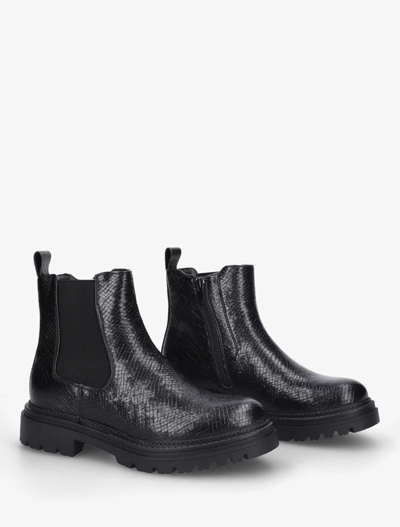Bottines imprimées style chelsea en simili - Noir