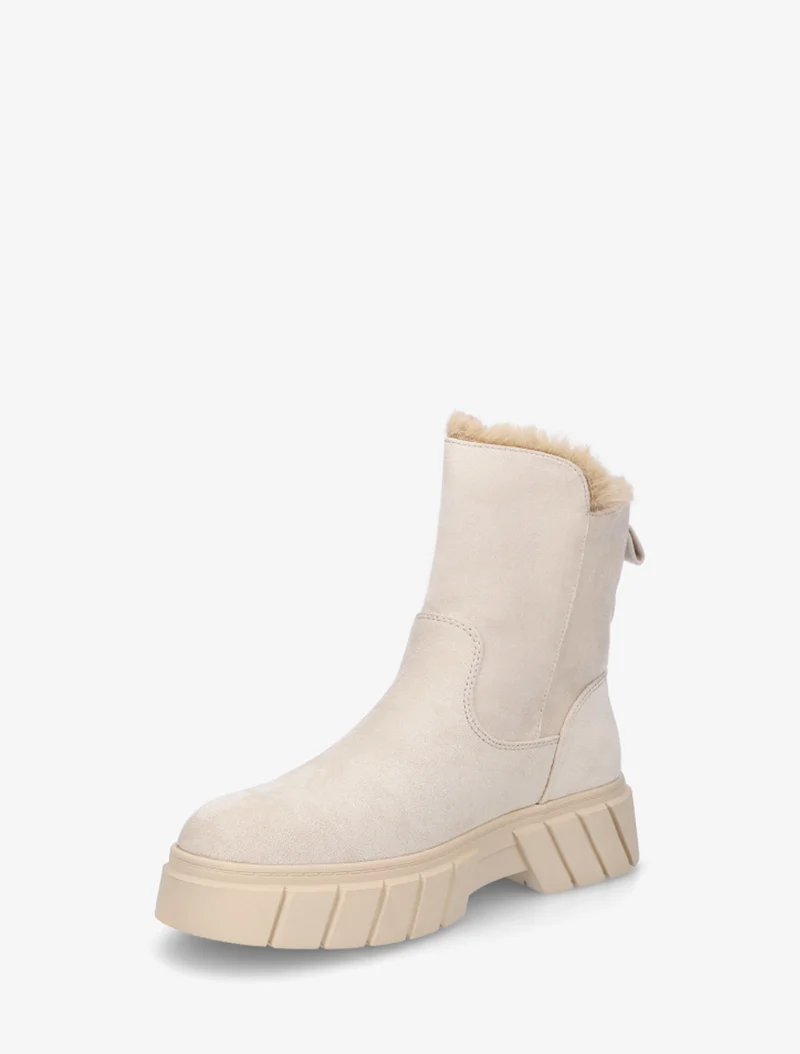 Bottines unies fourrées en suédine - Beige