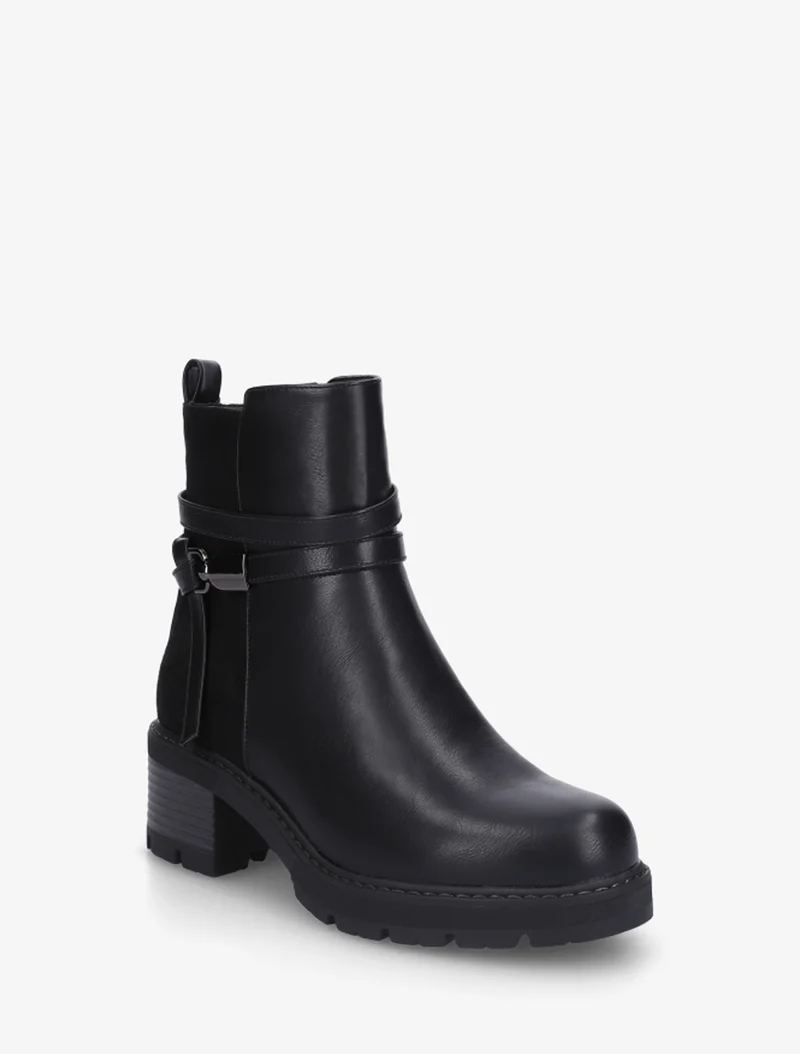 Bottines en simili à contrefort en suédine - Noir