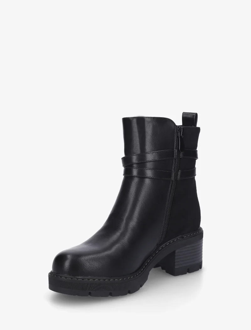 Bottines en simili à contrefort en suédine - Noir