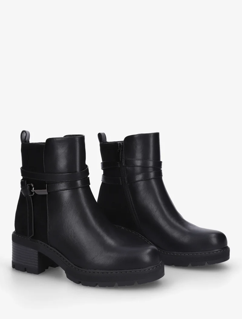 Bottines en simili à contrefort en suédine - Noir