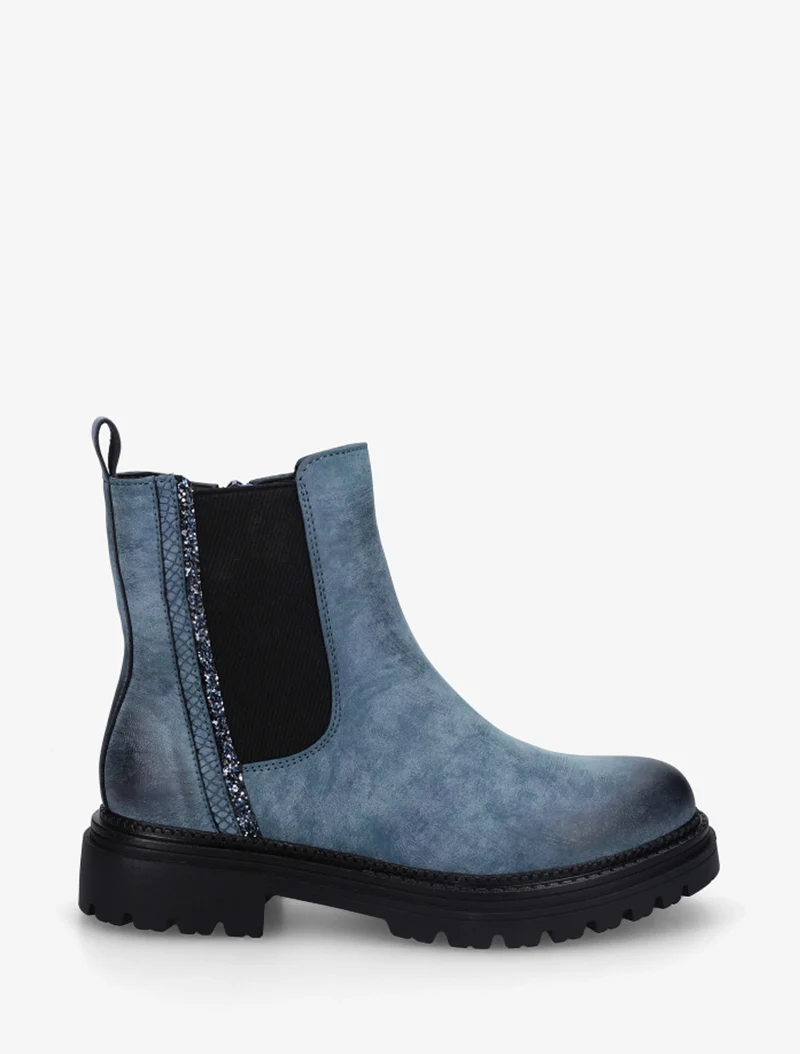 Chelsea à détail pailleté et imprimé croco - Bleu