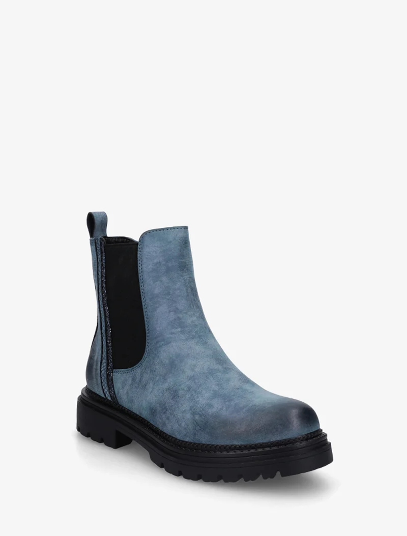Chelsea à détail pailleté et imprimé croco - Bleu