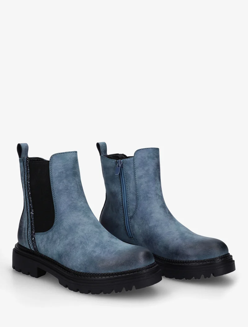 Chelsea à détail pailleté et imprimé croco - Bleu