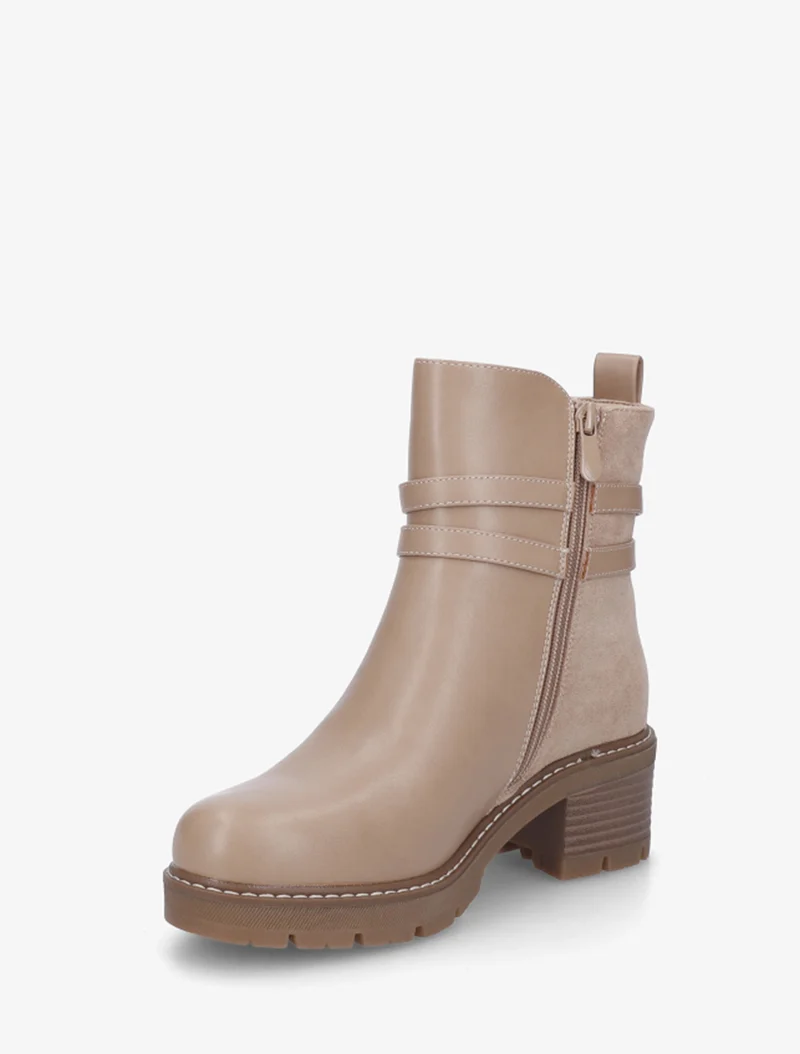 Bottines en simili à contrefort en suédine - Taupe